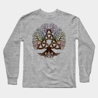 Colorful Tree of life with Triquetra Long Sleeve T-Shirt